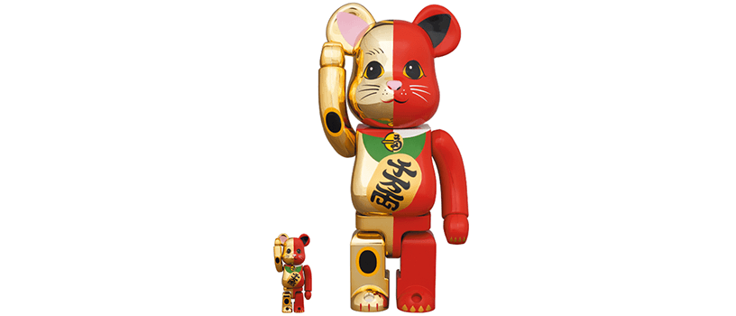 低価人気BE@RBRICK 招き猫 金×赤 銀×黒　1000％ 新品 未開封 キャラクターグッズ