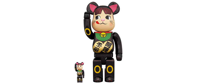 BE@RBRICK 招き猫 ペコちゃん 黒メッキ 100％ ＆ 400％ペコ