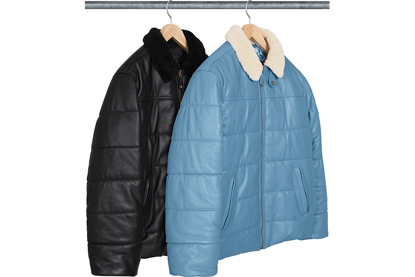 Supreme®/Schott® Shearling Collar Leather Puffy Jacket