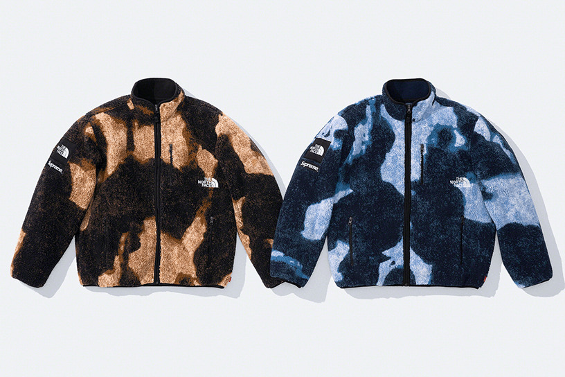 Supreme®/The North Face® Bleached Denim Print Fleece Jacket