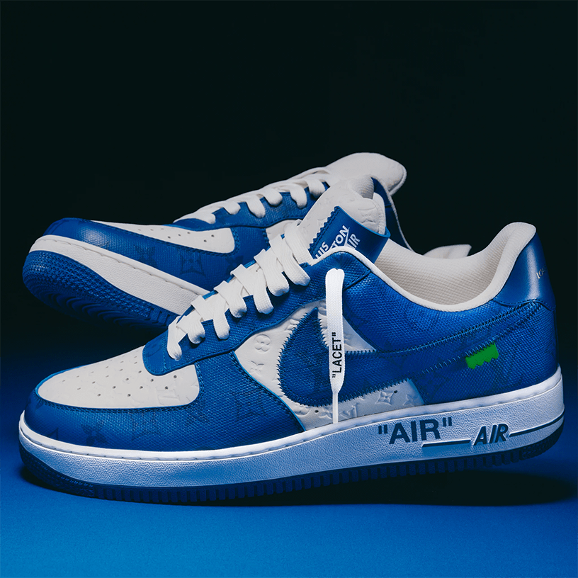 LOUIS VUITTON x NIKE AIR FORCE 1 BY VIRGIL ABLOH ホワイト & チームロイヤルブルーロートップ