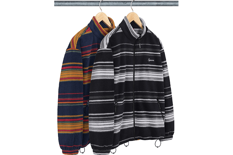 Stripe Zip Up Fleece Jacket