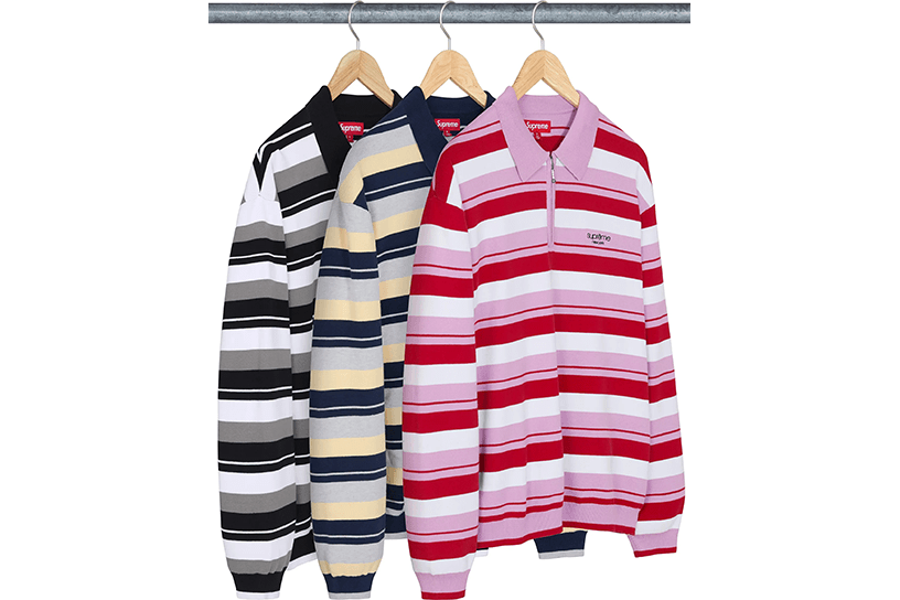 Stripe Zip L/S Polo