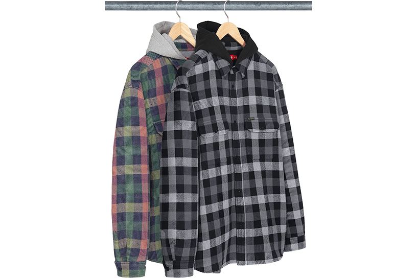 Waffle Plaid Hooded Shirt