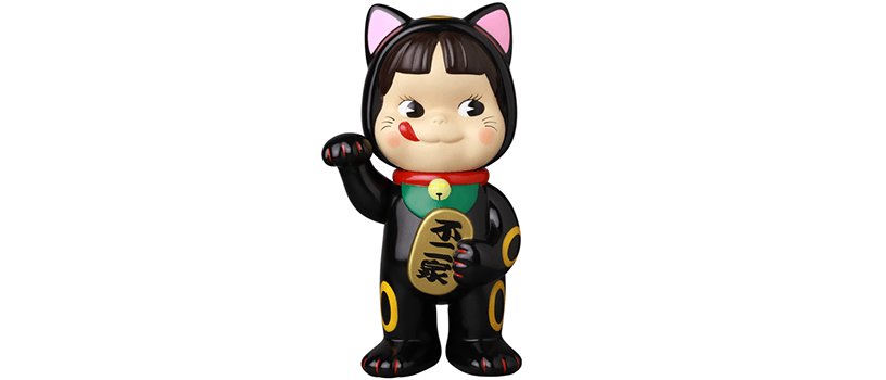 【抽選：2024年11月14日（木）まで】不二家ソフビコレクション 招き猫 ペコちゃん 黒