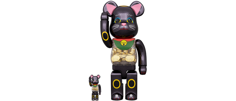 【抽選：2024年12月22日（日）まで】BE@RBRICK 招き猫 小判 千万両 黒メッキ & 干支 巳