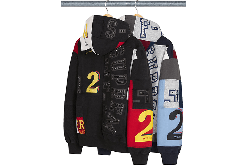 Patchwork Zip Up Hooded Sweatshirt