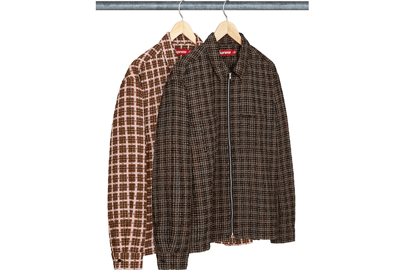 Metallic Plaid Zip Up Shirt
