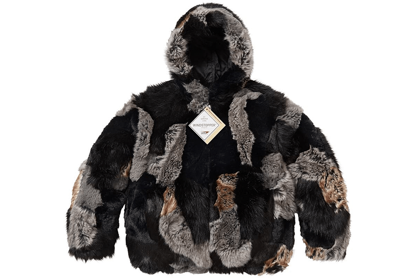Patchwork WINDSTOPPER® Hooded Faux Fur Jacket