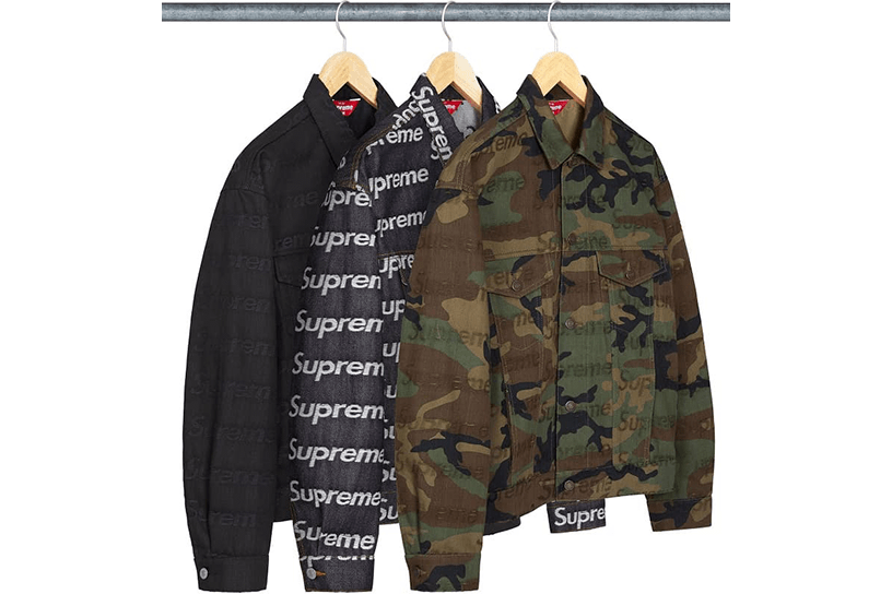Jacquard Logos Denim Trucker Jacket Jacquard Logos Denim Trucker Jacket