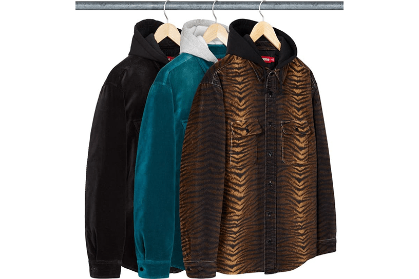 Quilted Lined Hooded Velvet Shirt