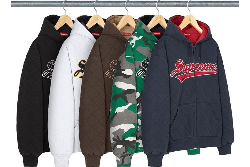 Quilted Zip Up Hooded Sweatshirt