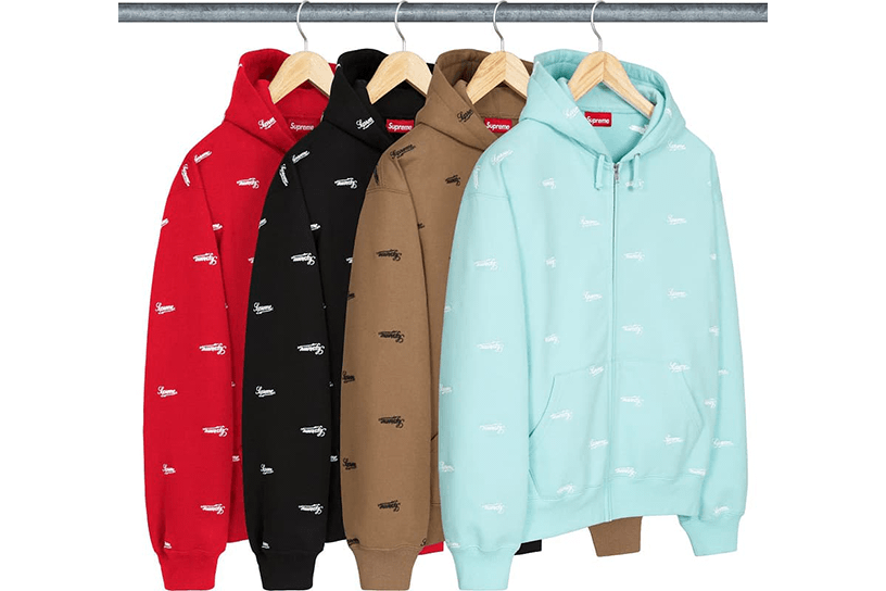 Repeat Script Zip Up Hooded Sweatshirt